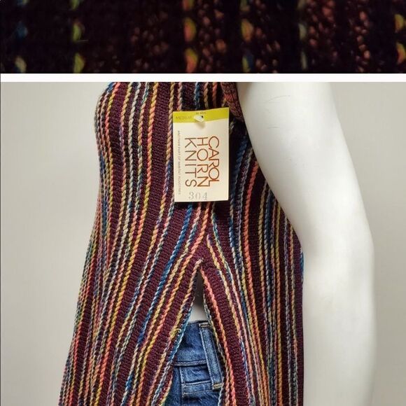 Carol Horn Knit Striped Wool Tunic 70s Pullover - Picture 12 of 15